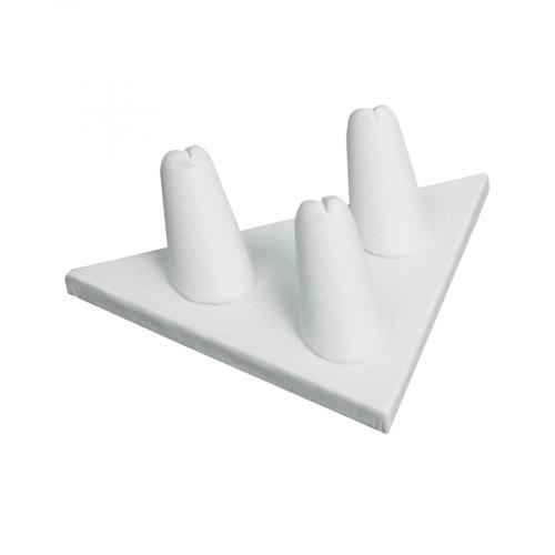 3-Finger ring stand; TRIANGLE base- White leather